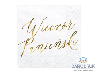 Partydeco Serwetki Wieczór panieński, biały, 33x33cm biała papier [mm:] 330x330 Partydeco (SP33-91-019ME)