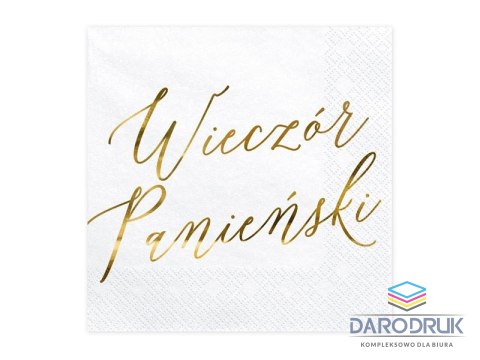 Partydeco Serwetki Wieczór panieński, biały, 33x33cm biała papier [mm:] 330x330 Partydeco (SP33-91-019ME)