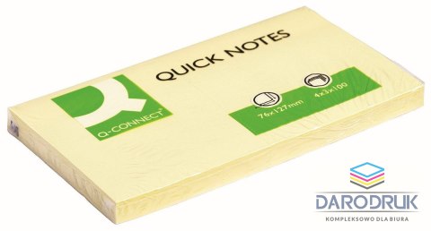 Q-Connect Notes samoprzylepny (karteczki) żółta jasna 100k [mm:] 127x76 Q-Connect (KF10503)