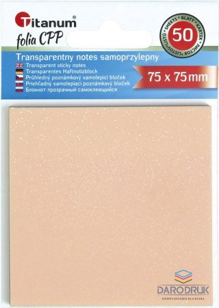 Titanum Notes samoprzylepny (karteczki) transparentne, z polipropylenu 75x75 pomarańczowy 50k [mm:] 75x75 Titanum