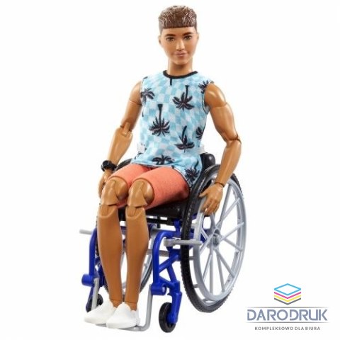 Barbie Lalka na wózku inwalidzkim w koszulce w palmy [mm:] 290 Barbie (HJT59)