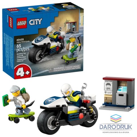 Lego Klocki konstrukcyjne City Pościg na motocyklu policyjnym Lego (60455)