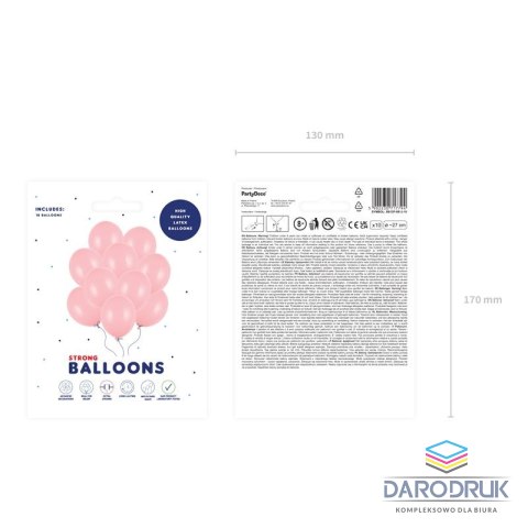 Partydeco Balon gumowy Party Deco BALONY STRONG pastelowy 10 szt różowy pastelowy 270mm Partydeco (SB12P-081J-10)