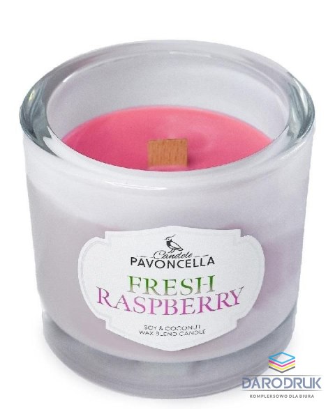 Pavoncella Świeczka ozdobna Classico Fresh Raspberry biała 170g Pavoncella (5905711530967)
