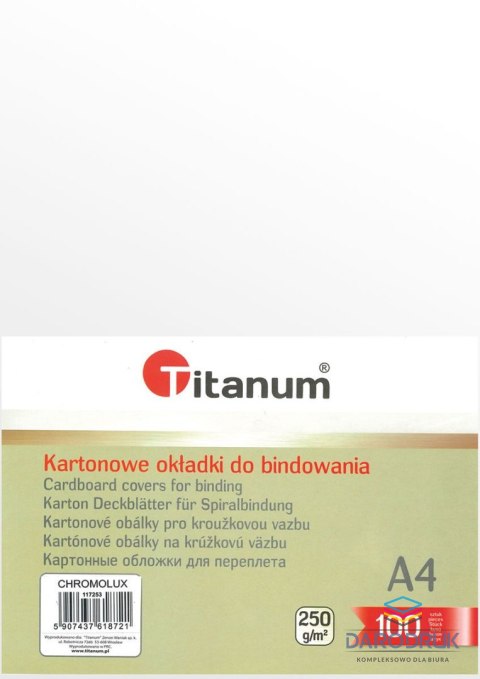Titanum Karton do bindowania A4 błyszczący - chromolux biały 250g Titanum