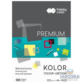 Happy Color Blok techniczny Premium A4 kolorowy 220g 10k [mm:] 210x297 Happy Color