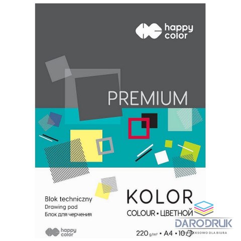 Happy Color Blok techniczny Premium A4 kolorowy 220g 10k [mm:] 210x297 Happy Color