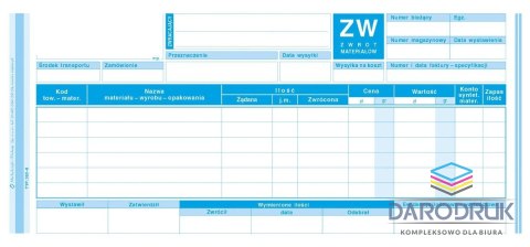 Michalczyk i Prokop Druk samokopiujący 1/3 A4 ZW zwrot materiałów 80k. Michalczyk i Prokop (353-8)