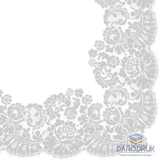 Paw Serwetki Lacy frame silver biały papier [mm:] 330x330 Paw (TL702608)