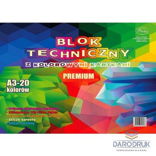 Protos Blok techniczny kolor A3 kolorowy 160g 20k Protos