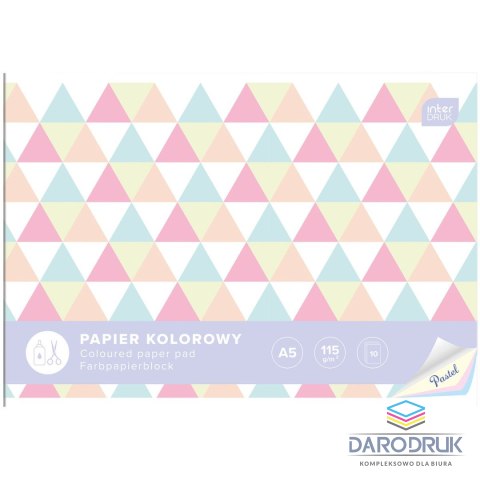 Interdruk Zeszyt papierów kolorowych PASTEL A5 115g 10k Interdruk