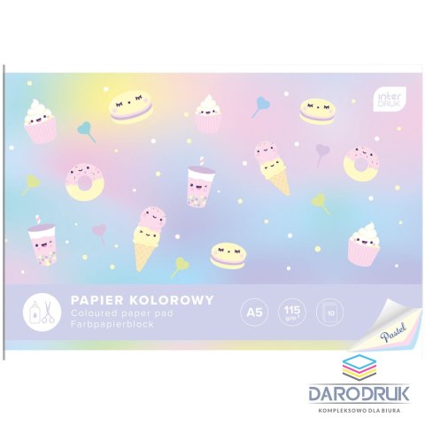 Interdruk Zeszyt papierów kolorowych PASTEL A5 115g 10k Interdruk