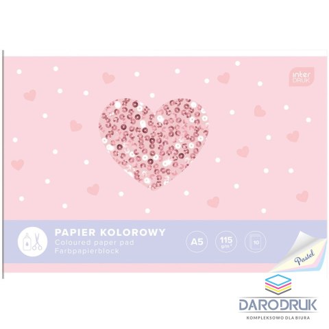 Interdruk Zeszyt papierów kolorowych PASTEL A5 115g 10k Interdruk
