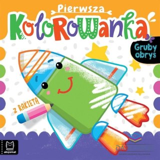 Aksjomat Książeczka edukacyjna Pierwsza kolorowanka z rakietą Gruby obrys Aksjomat