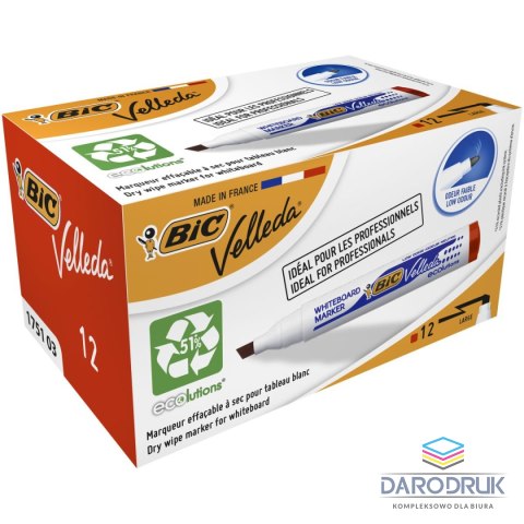 Bic Marker suchościeralny Velleda Ecolutions 1751 wkład czerwony 3,7-5,5mm ścięta końcówka Bic (904948)