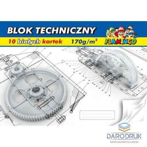 Flamingo Blok techniczny A3 biały 170g 10k Flamingo