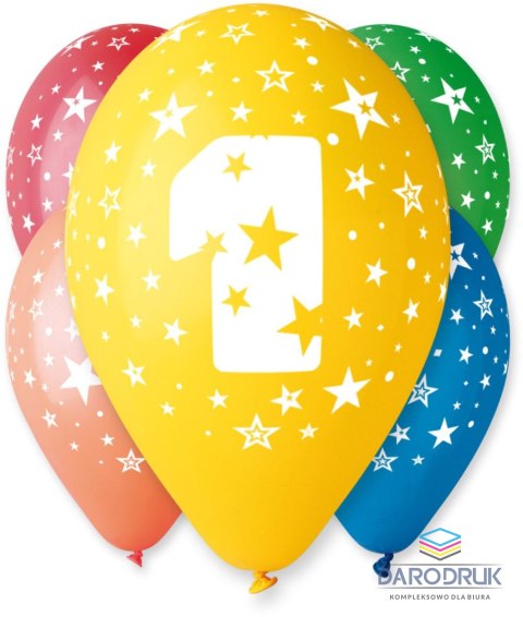 Godan Balon gumowy Z NADRUKIEM 5 szt mix 300mm 12cal Godan (GS110/1)