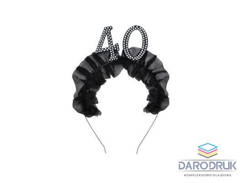 Partydeco Opaska 40 z falbanką i perełkami Partydeco (OP52-40-010)