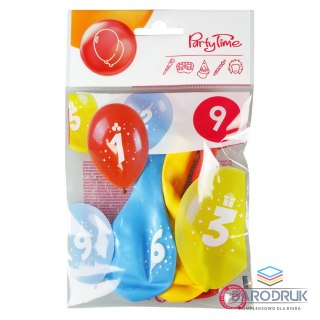 Arpex Balon gumowy z nadrukiem cyferki - 9 (3 szt.) mix 280mm Arpex (KB1986-9-9944)