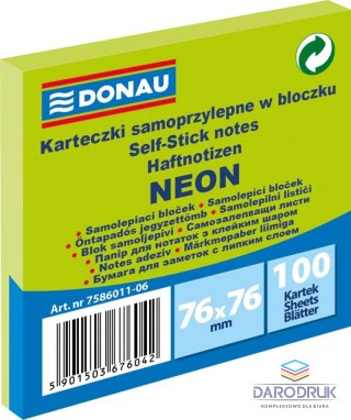 Donau Notes samoprzylepny (karteczki) Neon zielony 100k [mm:] 76x76 Donau (7586011-06)