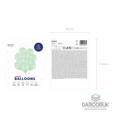 Partydeco Balon gumowy Party Deco BALONY STRONG pastelowy 10 szt pistacjowy 270mm Partydeco (SB12P-096-10)