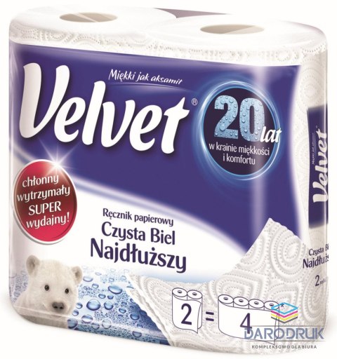 Velvet Ręcznik rolka Czysta Biel Najdłuższy kolor: biały Velvet