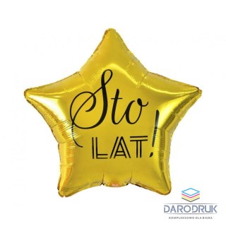Godan Balon foliowy Sto Lat, gwiazda złota, nadruk czarny 19cal Godan (FG-GSLC)
