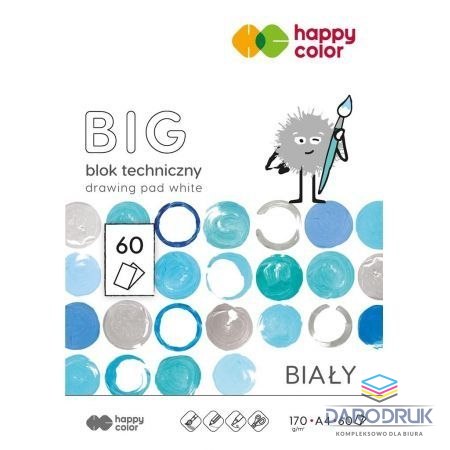 Happy Color Blok techniczny A4 biały 170g 60k Happy Color (HA 3717 2030-0B60)