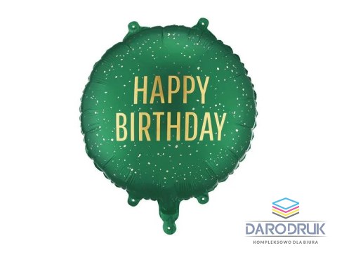 Partydeco Balon foliowy pastylka Happy Birthday, 35x35 cm, ciemnozielony 18cal Partydeco (FB353-012C)