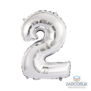 Godan Balon foliowy cyfra 2 srebrny 35 cm 16cal Godan (FG-C35S2)