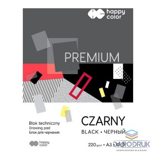 Happy Color Blok techniczny Premium A3 czarny 220g 10k [mm:] 297x420 Happy Color (HA 3722 3040-9)