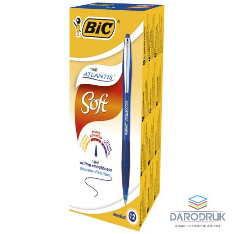 Bic Długopis olejowy Atlantis Soft Metal Clic wkład niebieski 1,2mm Bic