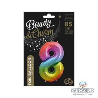 Godan Balon foliowy cyfra 8 tęczowy 85cm 40cal Godan (HS-C34T8)