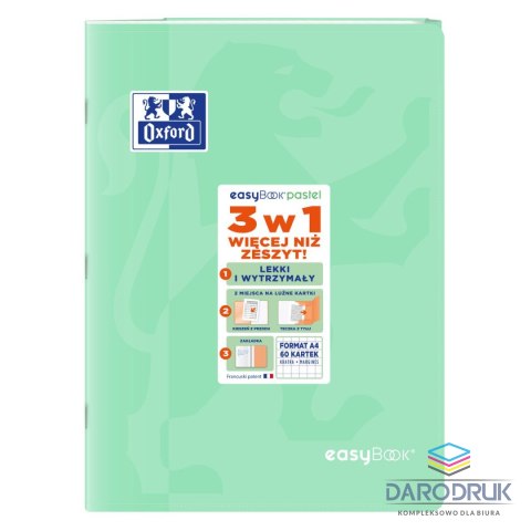 Oxford Zeszyt A4 EASYBOOK PASTEL 60k. 90g krata Oxford (400161237)