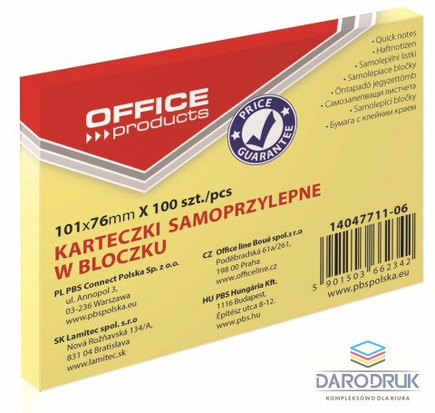 Office Products Notes samoprzylepny (karteczki) żółty jasny 100k [mm:] 101x76 Office Products (14047711-06)