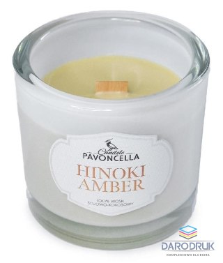 Pavoncella Świeczka ozdobna Classico Hinoki Amber biała 170g Pavoncella (5905711530509)
