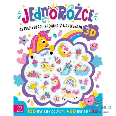 Aksjomat Książka dla dzieci Jednorożce. Aktywizujące zadania z naklejkami 3D Aksjomat