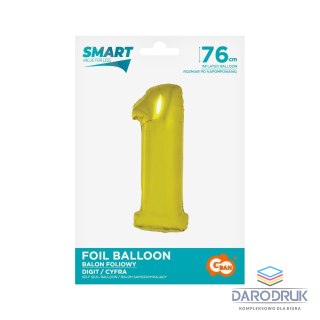 Godan Balon foliowy Smart cyfra 1 złota 76cm Godan (CH-SZLI)