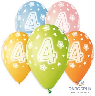Godan Balon gumowy Premium Hel z nadrukiem 4, 13 cali/5 sztuk mix 330mm 13cal Godan (GS120/4)