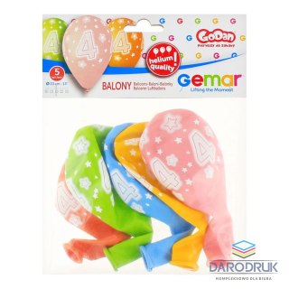 Godan Balon gumowy Premium Hel z nadrukiem 4, 13 cali/5 sztuk mix 330mm 13cal Godan (GS120/4)