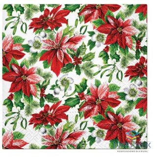 Paw Serwetki Lunch BN Glory Poinsettia miks bibuła [mm:] 330x330 Paw (SDL231300)
