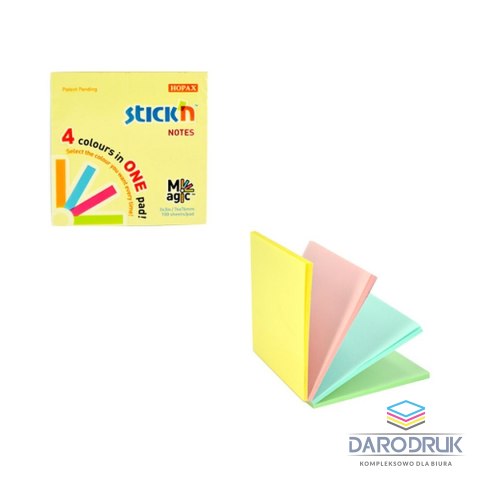 Stick'n Notes samoprzylepny (karteczki) Magic Pads pastel mix 100k [mm:] 76x76 Stick'n (21574)