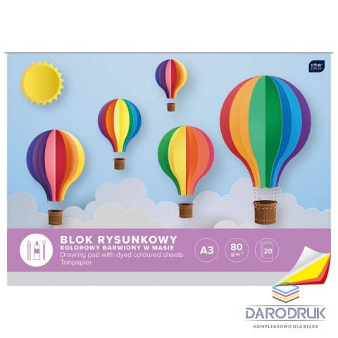 Interdruk Blok rysunkowy A3 kolorowy 60g 20k [mm:] 420x297 Interdruk (BLRA3K)