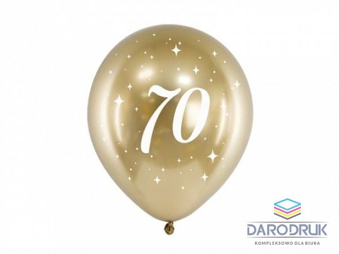 Partydeco Balon gumowy Glossy 70 urodziny złoty 300mm Partydeco (CHB14-1-70-019-6)