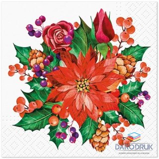 Paw Serwetki Coktail BN Poinsettia With Cones mix bibuła [mm:] 250x250 Paw (SDC238700)