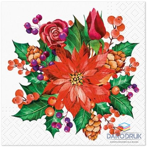 Paw Serwetki Coktail BN Poinsettia With Cones mix bibuła [mm:] 250x250 Paw (SDC238700)