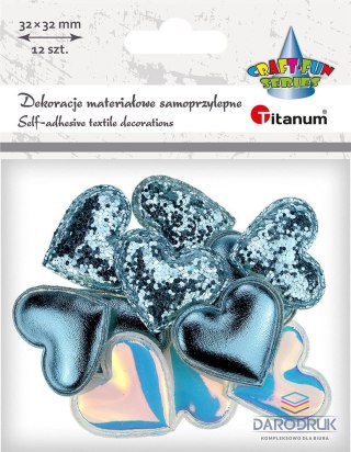 Titanum Ozdoba materiałowa Craft-Fun Series serca samoprzylepne Titanum (2324050-light blue)