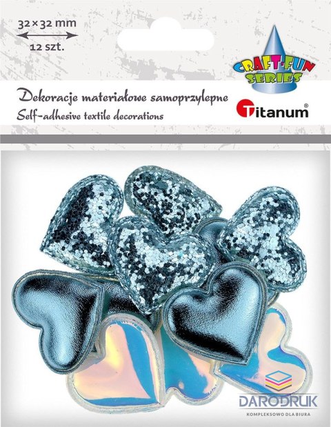 Titanum Ozdoba materiałowa Craft-Fun Series serca samoprzylepne Titanum (2324050-light blue)