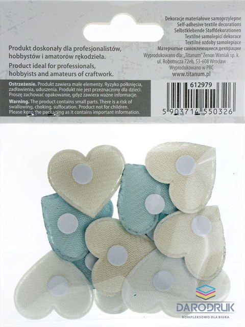 Titanum Ozdoba materiałowa Craft-Fun Series serca samoprzylepne Titanum (2324050-light blue)