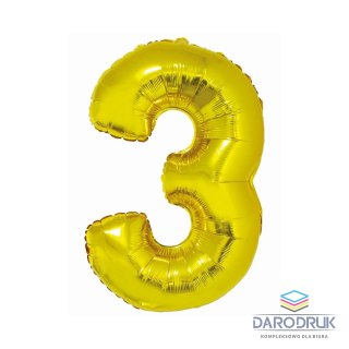 Godan Balon foliowy Smart cyfra 3 złota 76cm Godan (CH-SZL3)